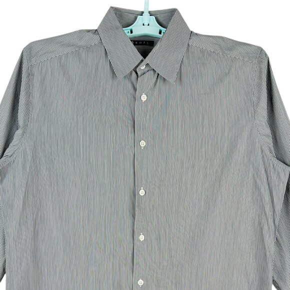 Theory Men's Grey Striped Button-Down Shirt Size L Long Sleeve Professional Wear - Picture 3 of 10